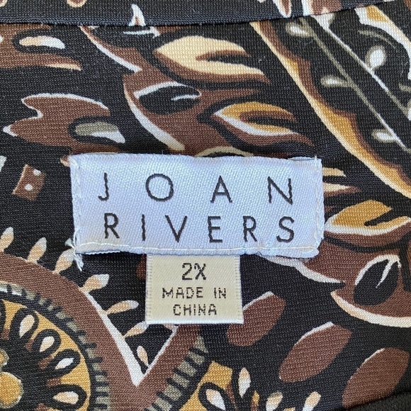 JOAN RIVERS Collared Paisley Brown & Black Women's Lined Button Up Blazer Sz. 2X - Picture 6 of 10